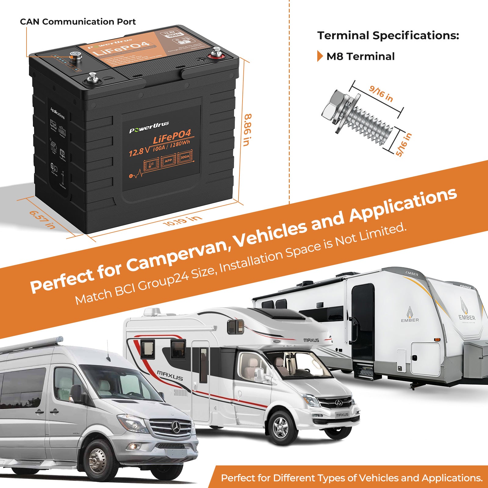 12V LiFepo4 battery Size
