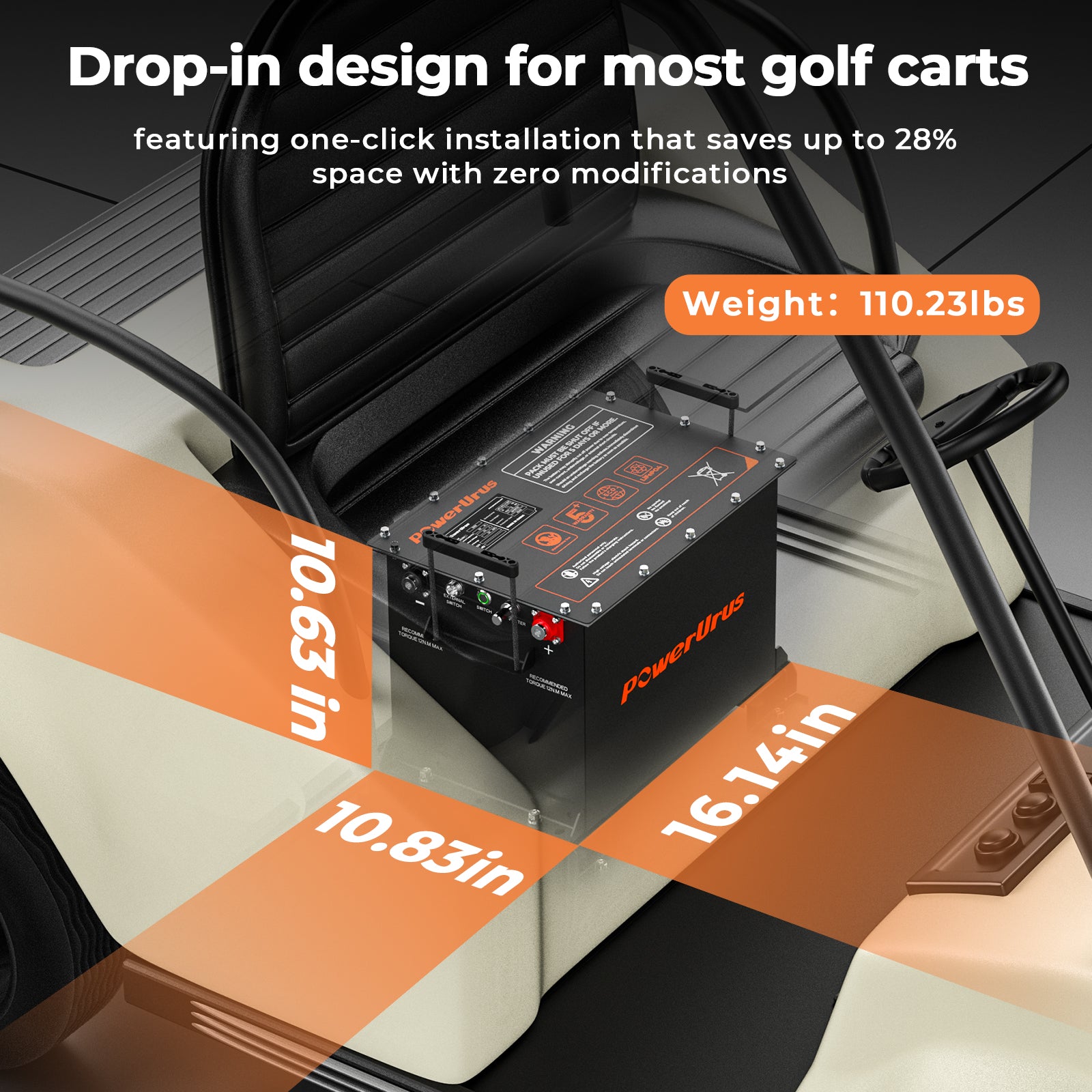 48V 105Ah golf cart battery - display