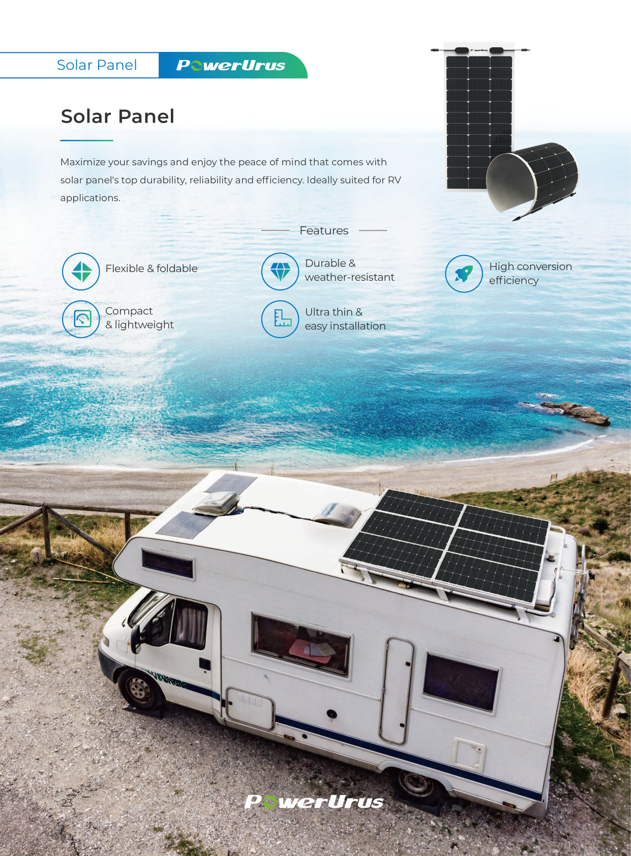 PowerUrus 100W Flexible Foldable Solar Panel