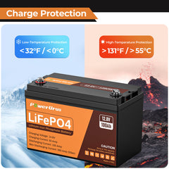 PowerUrus 12V 100AH LiFePO4 Deep Cycle Rechargeable Battery EU countries