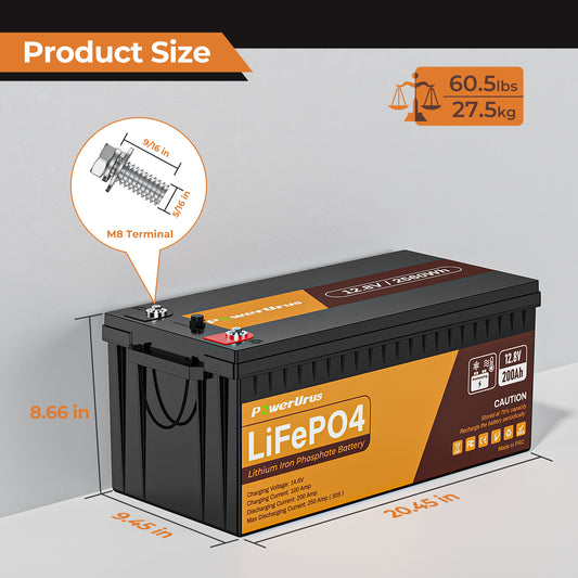 12V 200Ah LiFepo4  battery size