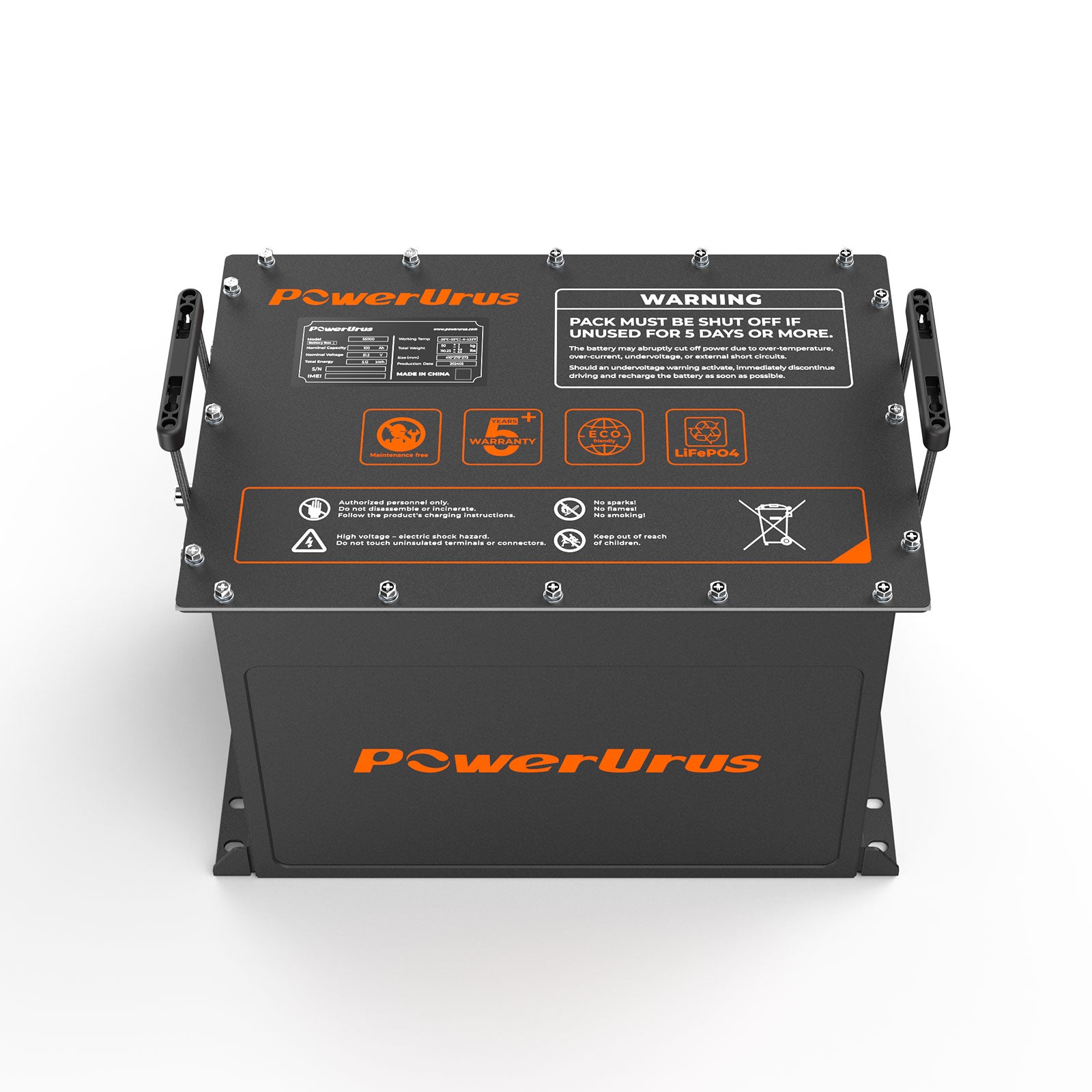 51V 100Ah LiFePO4 golf cart battery top