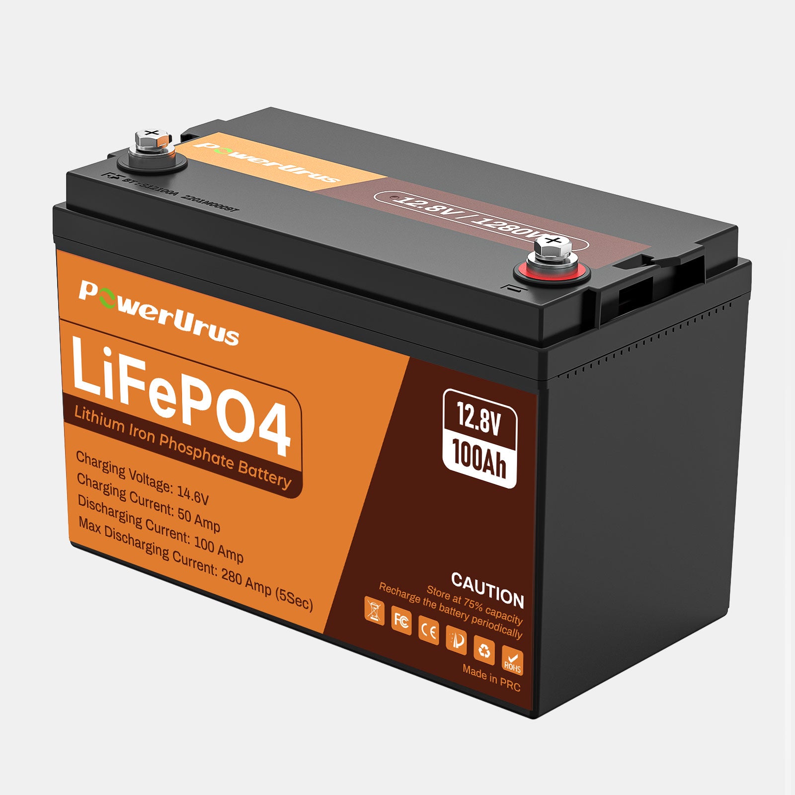 PowerUrus 12V 100AH LiFePO4 Deep Cycle Rechargeable Battery