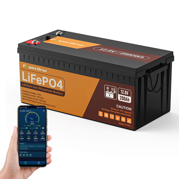 PowerUrus 12V 100Ah Self Heating LiFePO4 Lithium Battery APP and Low T