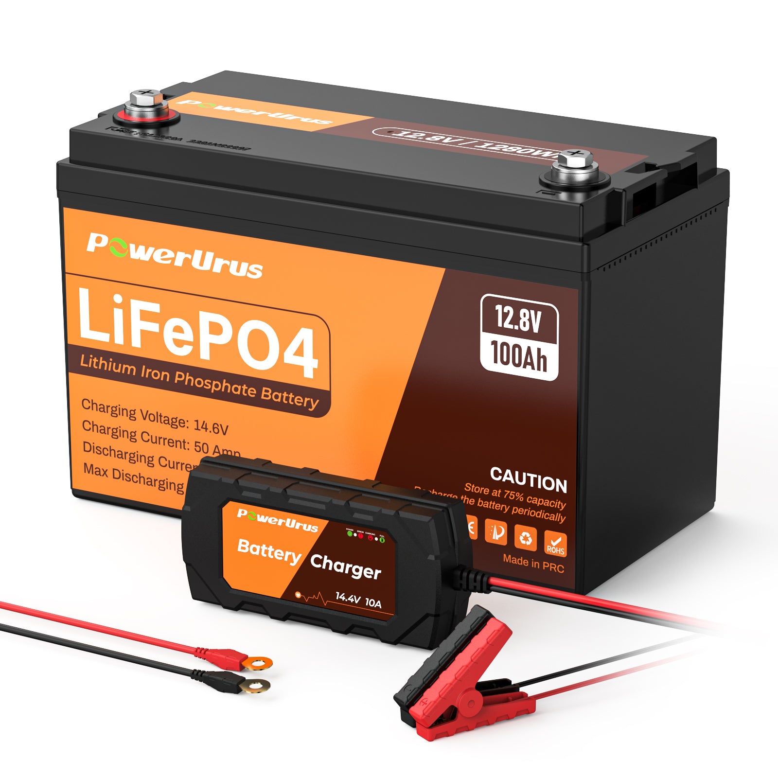 12V 100AH Lifepo4 battery with 14.4V battery charger