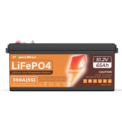 PowerUrus 51.2V 65Ah LiFePO4 Lithium Golf Cart Battery