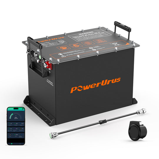 PowerUrus 48V(51.2V) 100Ah lithium LiFePO4 Golf Cart Battery(Universal) with Bluetooth,5120Wh,4000+ Cycles