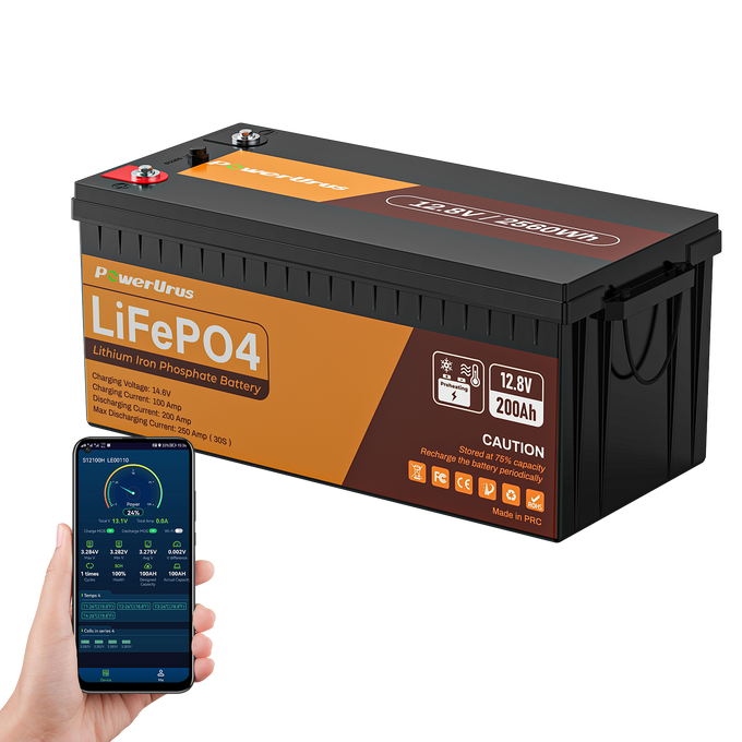 PowerUrus 12V 200Ah Self Heating LiFePO4 Lithium Battery