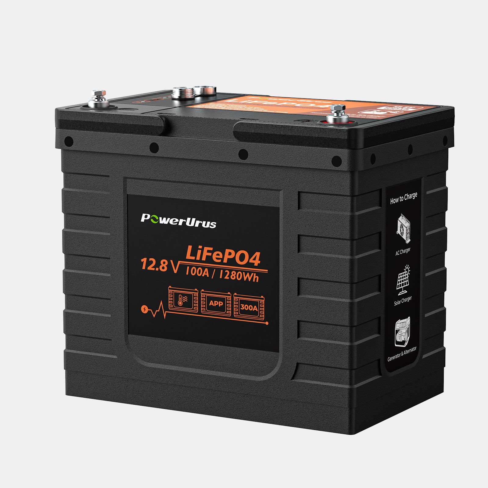 PowerUrus 12V 100Ah Self Heating LiFePO4 Lithium Battery, Group24