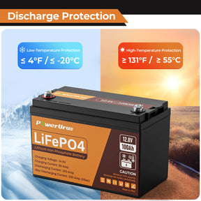 PowerUrus 12V 100Ah Self Heating LiFePO4 Lithium Battery APP and Low Temperature Protection