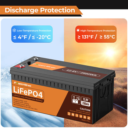 PowerUrus 12V 200Ah Self Heating LiFePO4 Lithium Battery