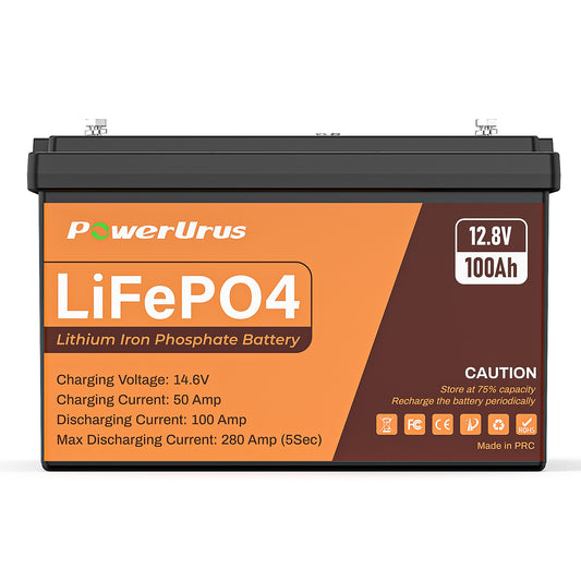 PowerUrus 12V 100Ah LiFePO4 Lithium Battery