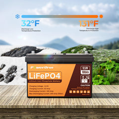 PowerUrus 12V 100Ah Self-Heating  LiFePO4 Lithium Battery