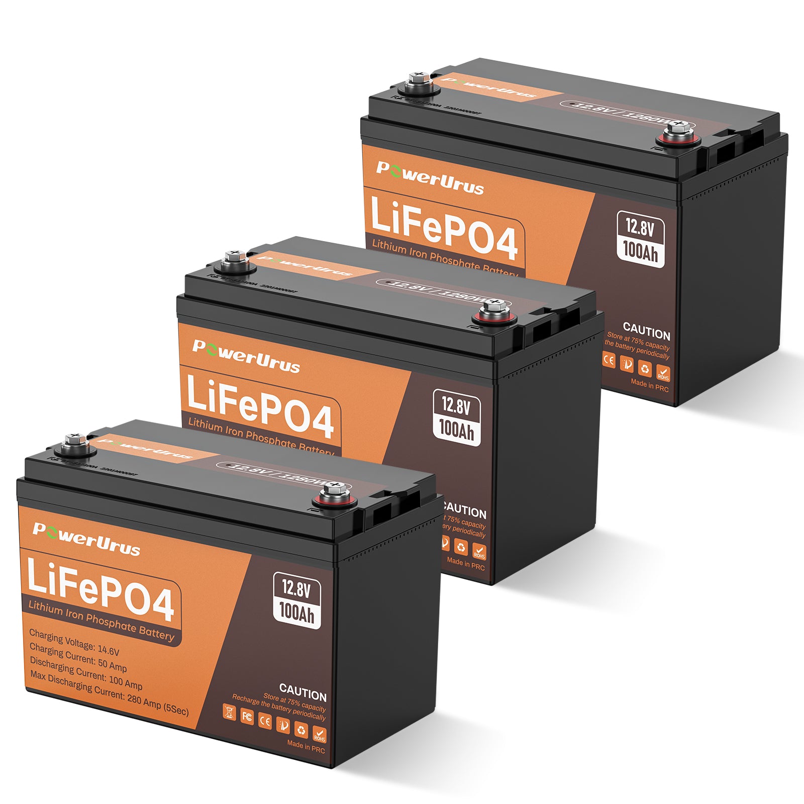 PowerUrus 12V 100AH LiFePO4 Deep Cycle Rechargeable Battery