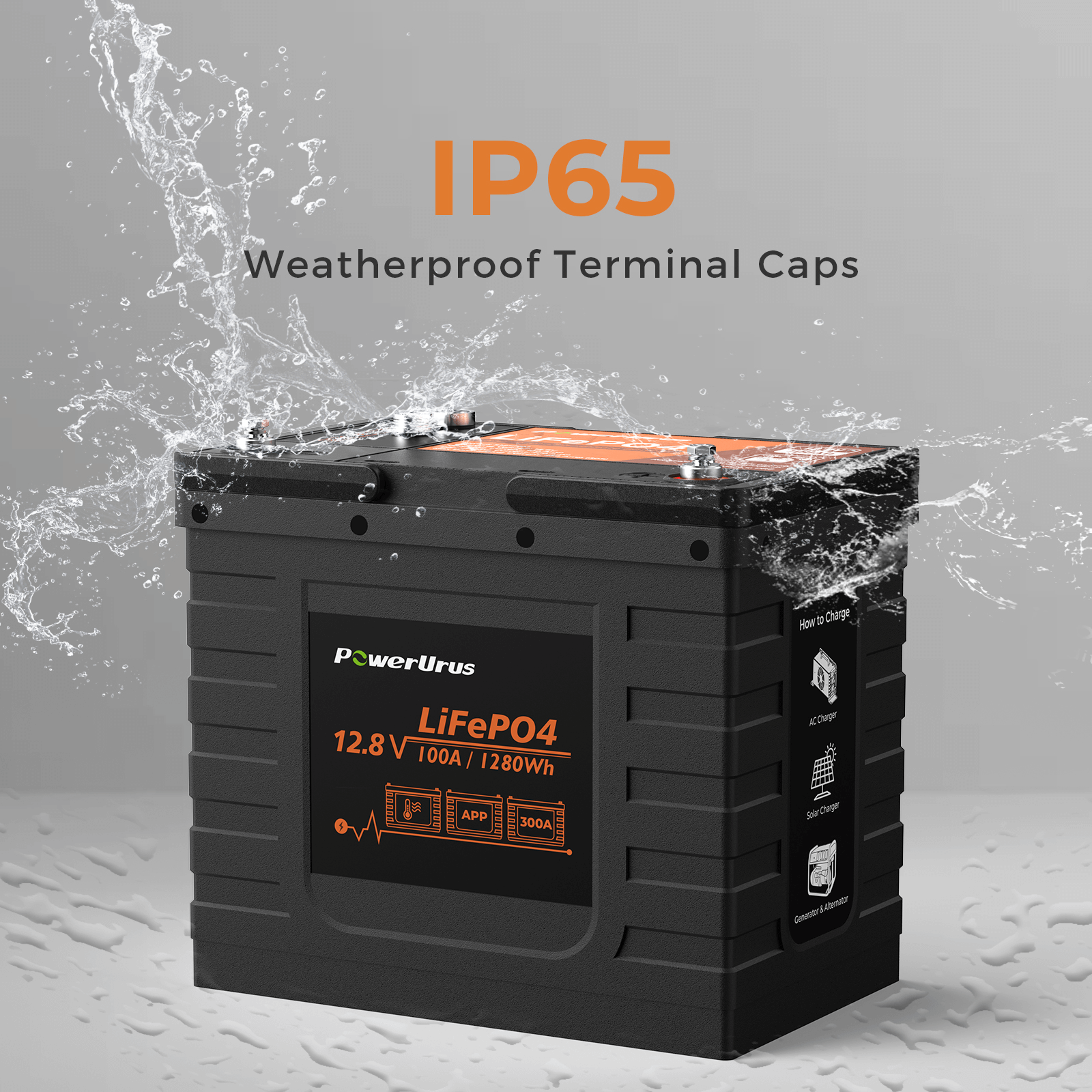 PowerUrus 12V 100Ah Self Heating LiFePO4 Lithium Battery, Upgraded 100A BMS, Max. 1280Wh Energy