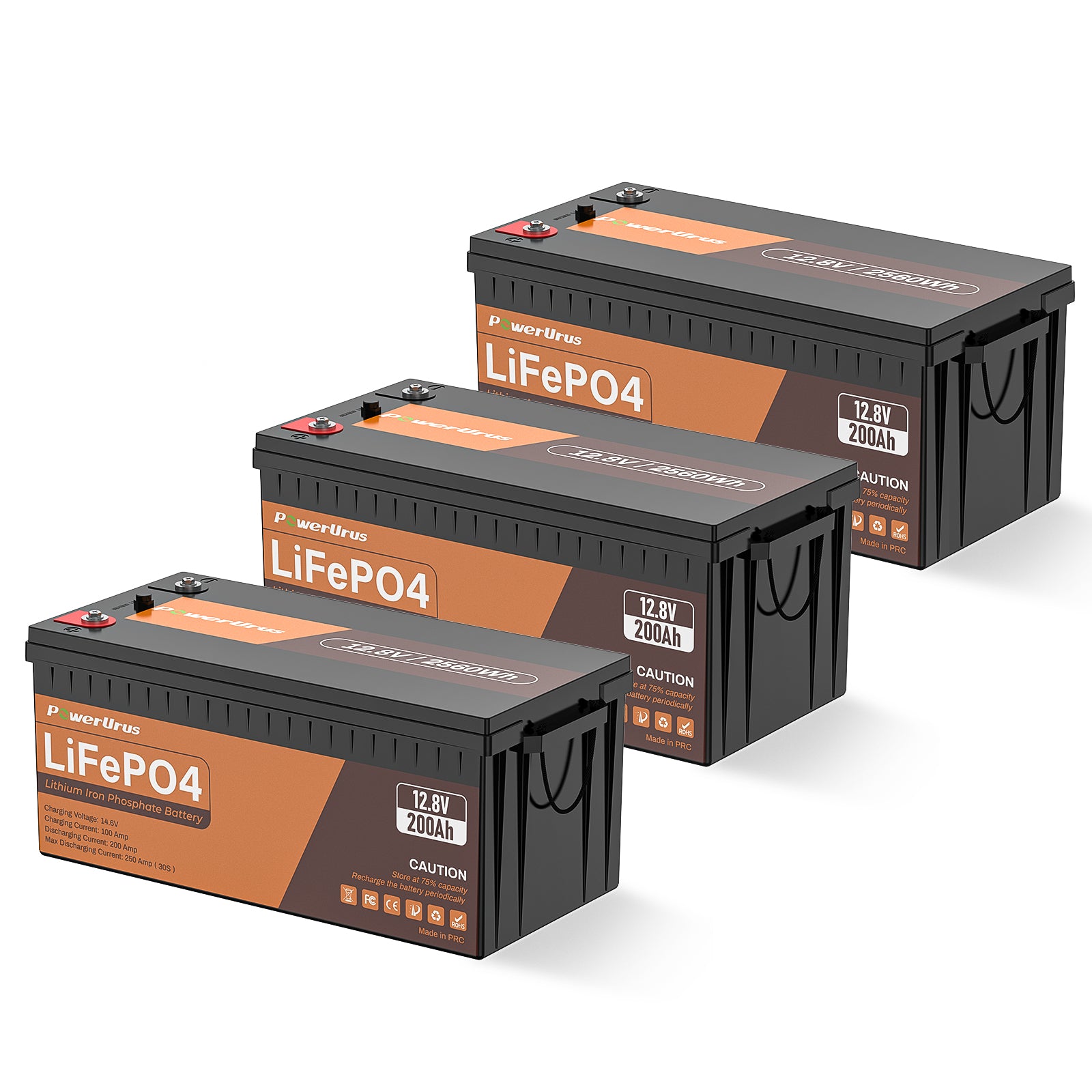 PowerUrus 12V 200AH LiFePO4 Deep Cycle Rechargeable Battery