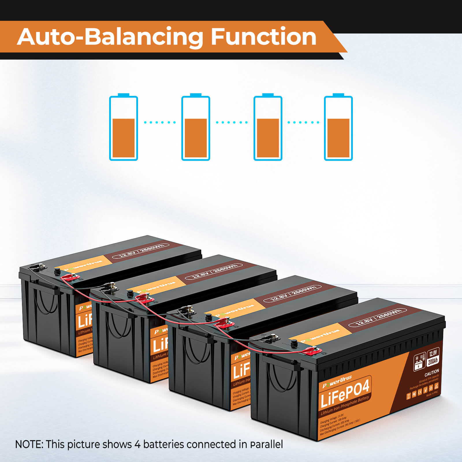 PowerUrus 12V 200Ah Self Heating LiFePO4 Lithium Battery