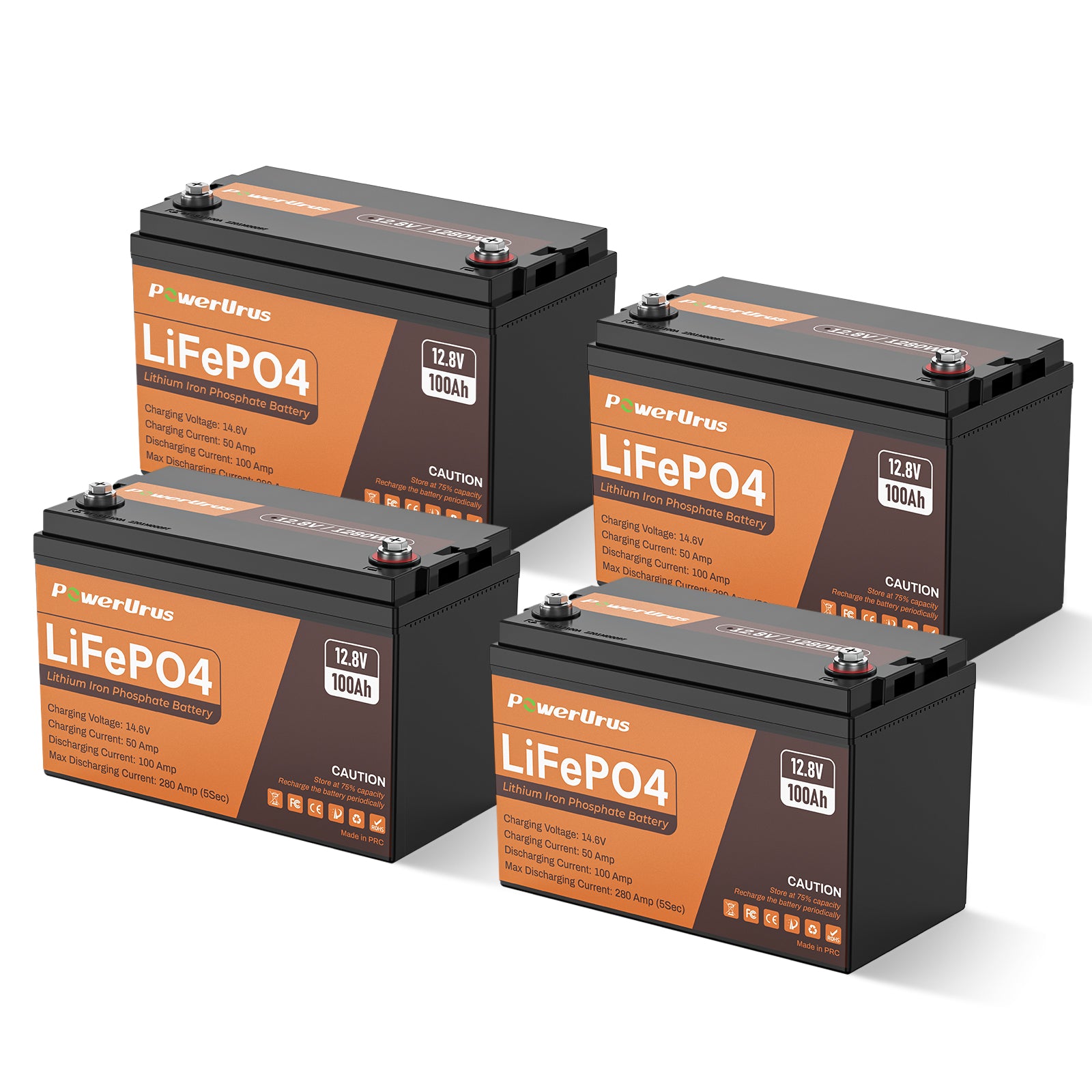 PowerUrus 12V 100AH LiFePO4 Deep Cycle Rechargeable Battery