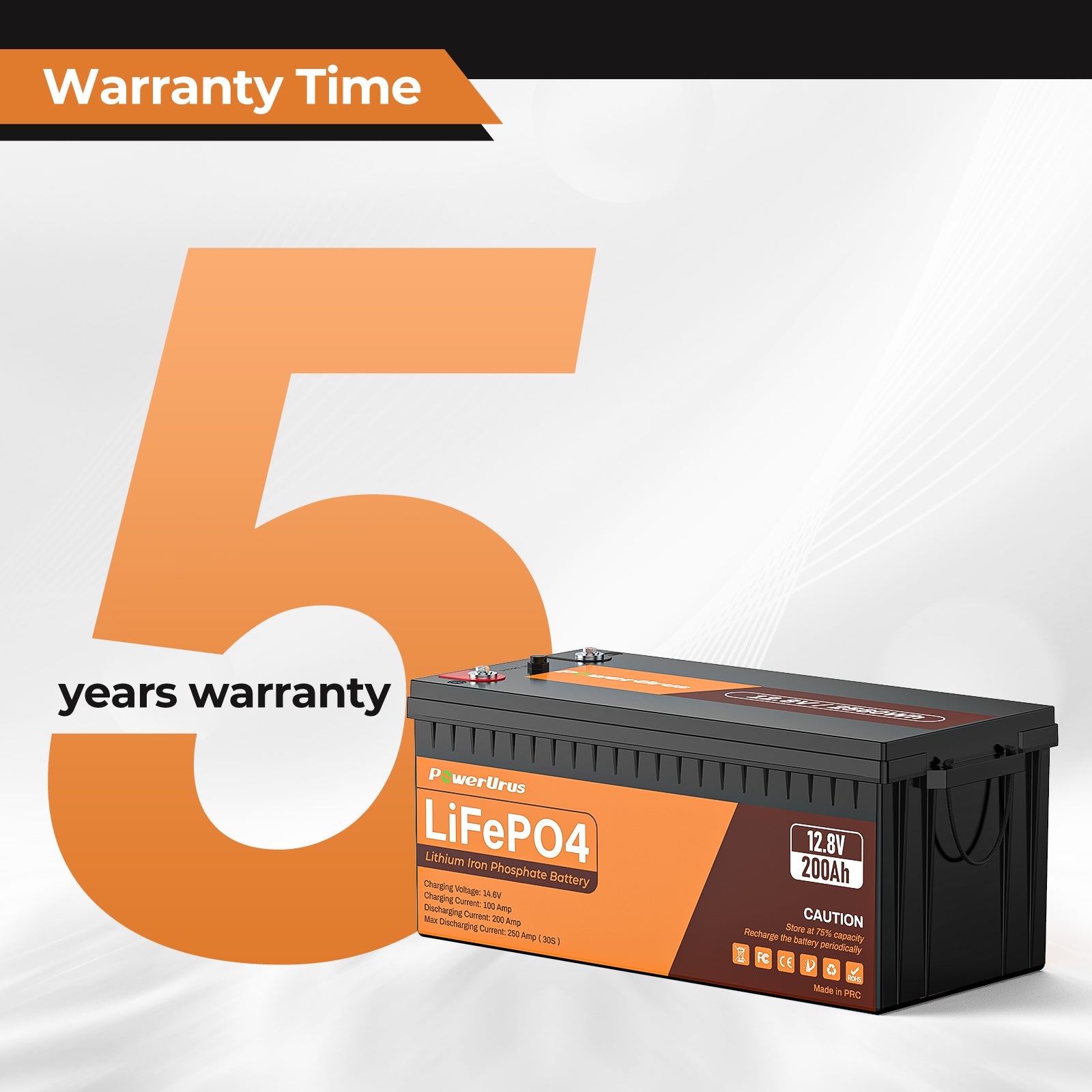 PowerUrus 12V 200AH LiFePO4 Deep Cycle Rechargeable Battery