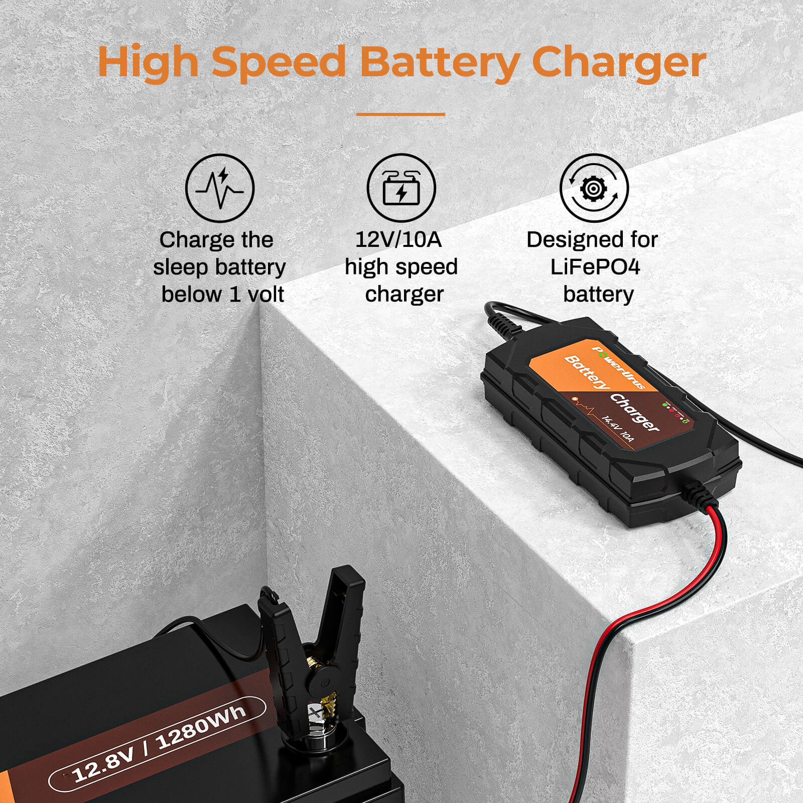 PowerUrus 14.4V-10A LiFePO4 battery charger