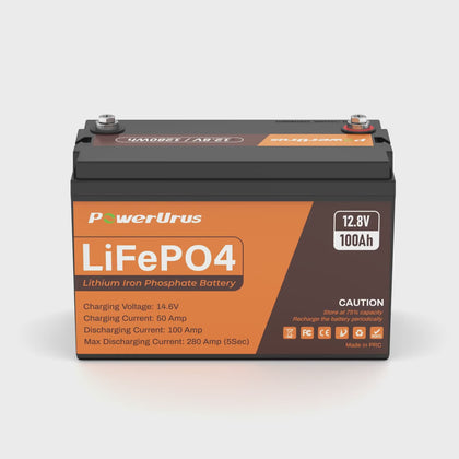 PowerUrus 12V 100AH LiFePO4 Deep Cycle Rechargeable Battery