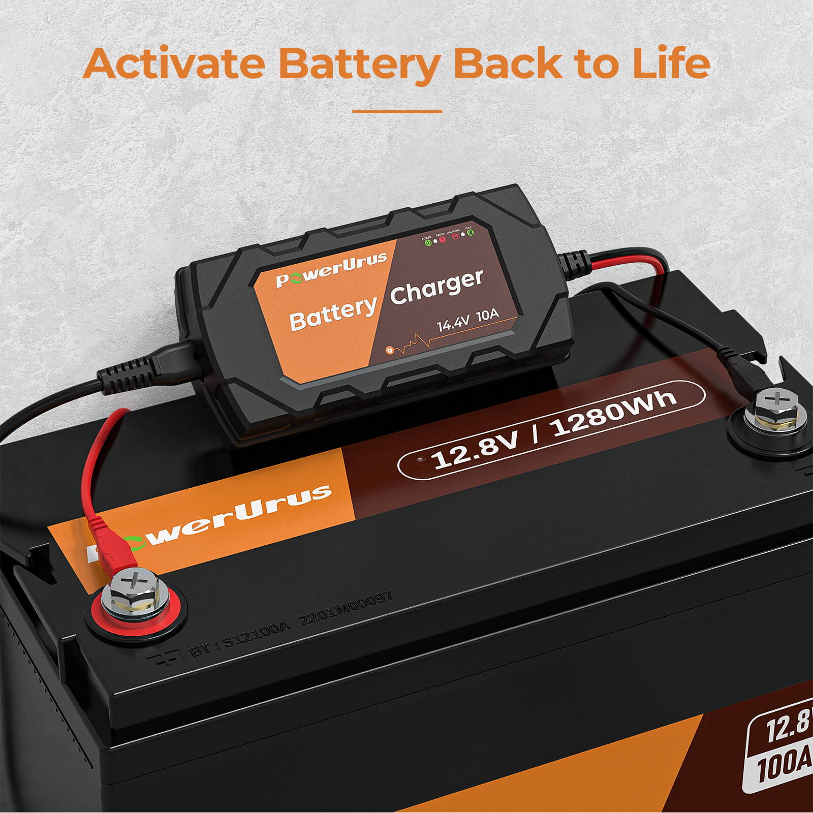 PowerUrus 14.4V-10A LiFePO4 battery charger