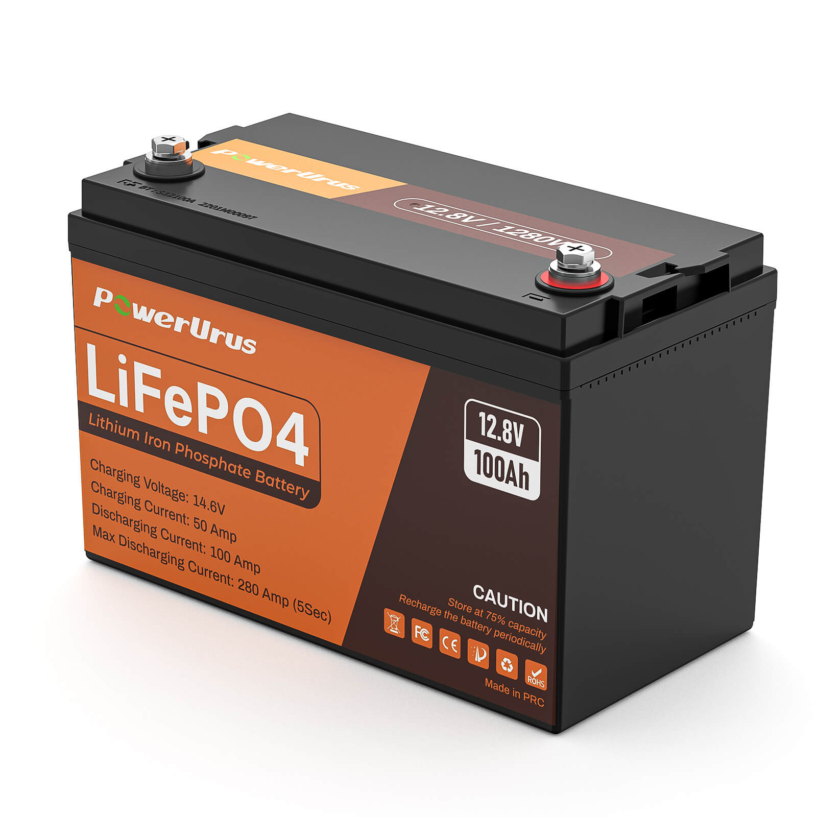 PowerUrus 12V 100AH LiFePO4 Deep Cycle Rechargeable Battery