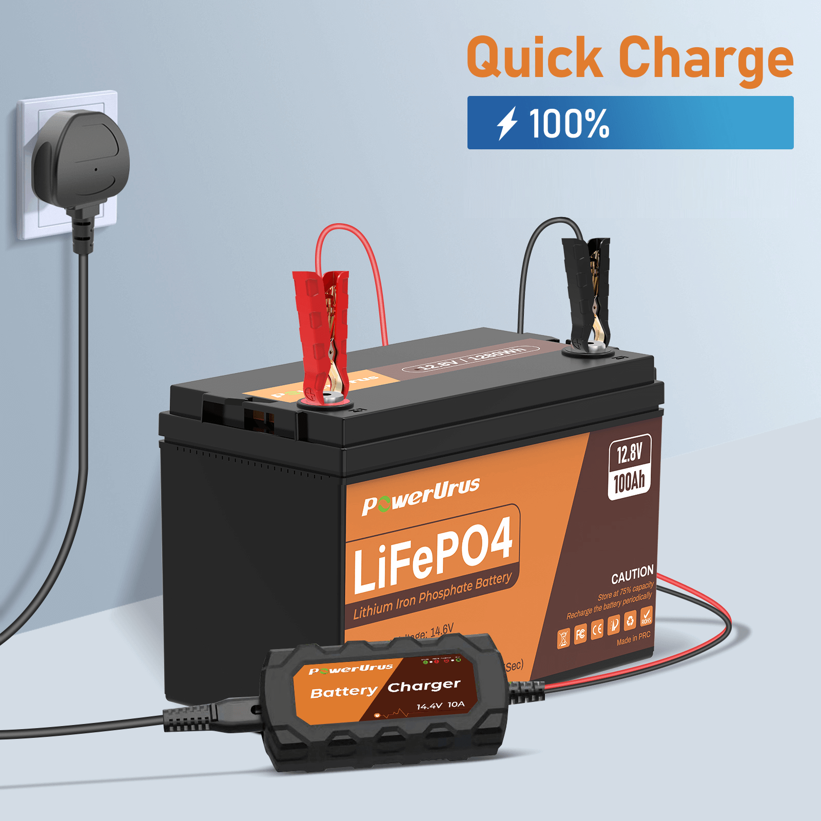 PowerUrus 12V 100AH LiFePO4 Deep Cycle Rechargeable Battery